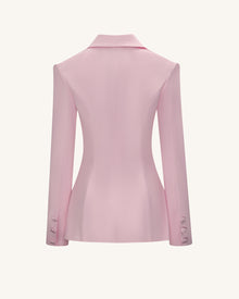 Lily Satin Double-Breasted Blazer Suit  - Pink