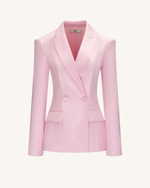 Lily Satin Double-Breasted Blazer Suit  - Pink