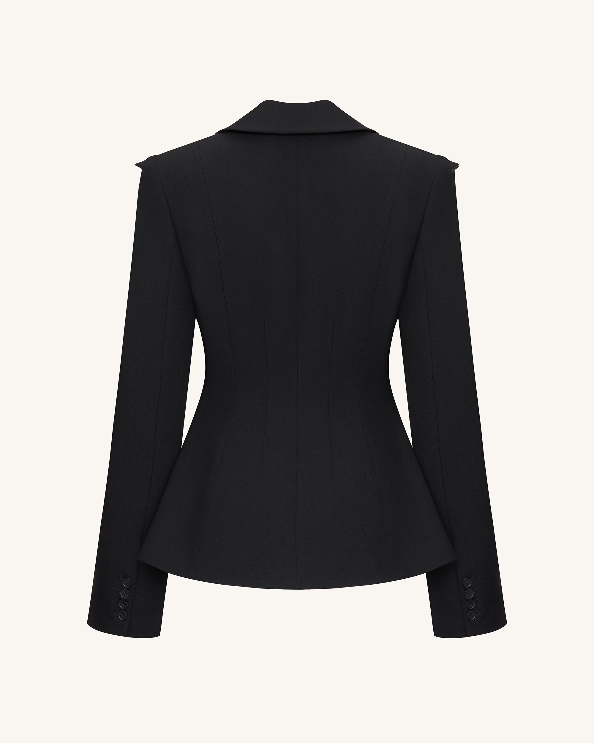 Layla Lock Buckle Deep-V Blazer - Black