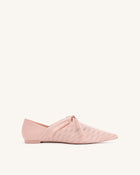 Reilly Fishnet Ballerina Flats - Pink Beige