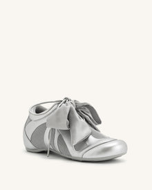 Rosie Metallic Bow Tie Low Top Sneakers - Silver