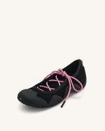 Caitlin Lace-up Ballerina Sneakers  - Black