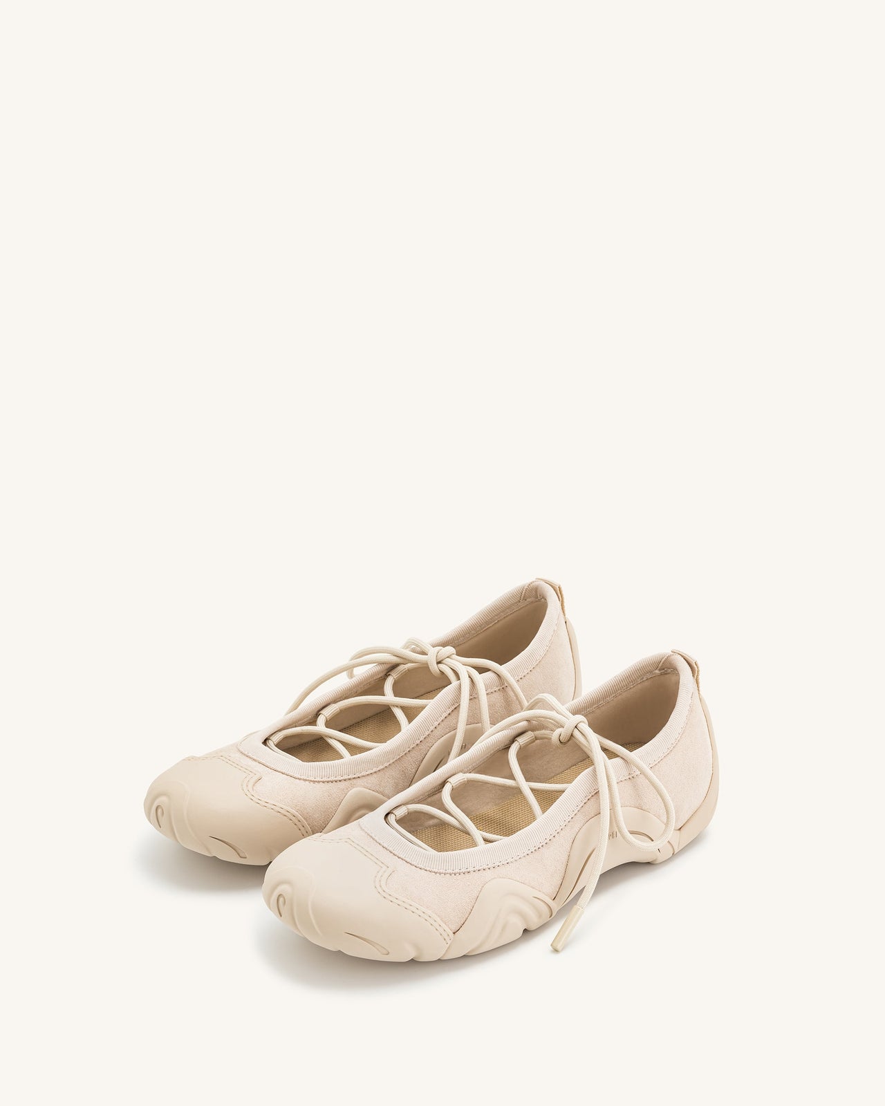 Caitlin Lace-up Ballerina Sneakers  - Beige