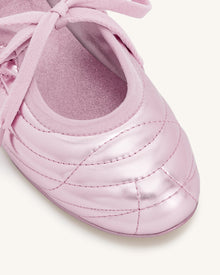 Erika Topstitching lace-up ballet Flats- Pink