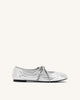 Erika Topstitching lace-up ballet Flats- Silver - JW PEI