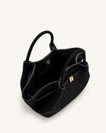 Hana Mini Faux Suede Tote Bag - Black