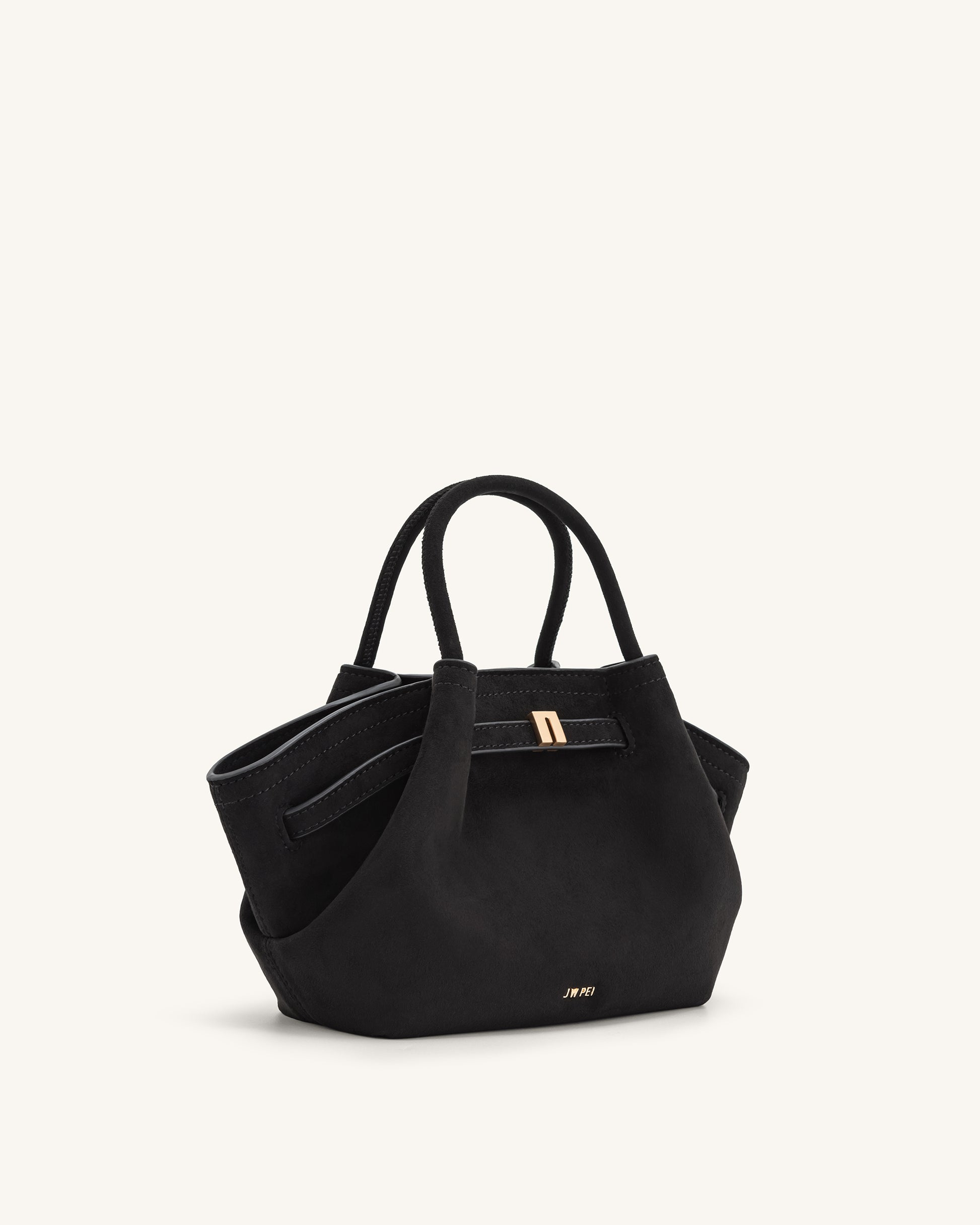 Hana Mini Faux Suede Tote Bag - Black - JW PEI