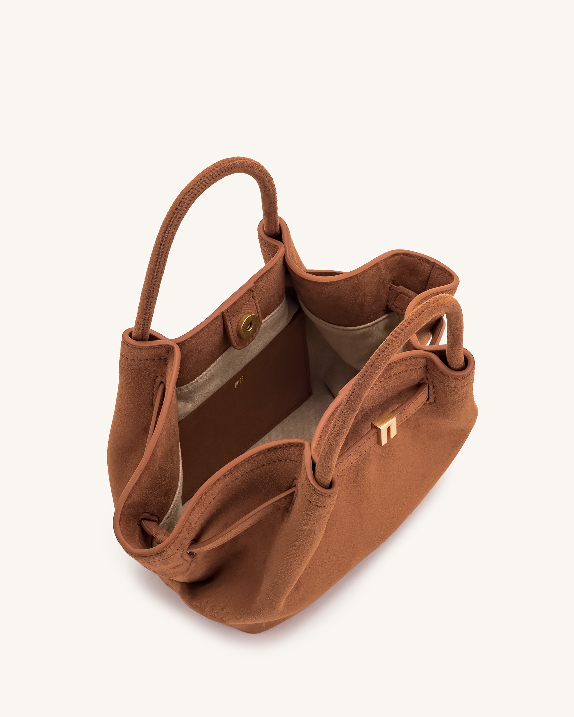 Hana Mini Faux Suede Tote Bag - Brown