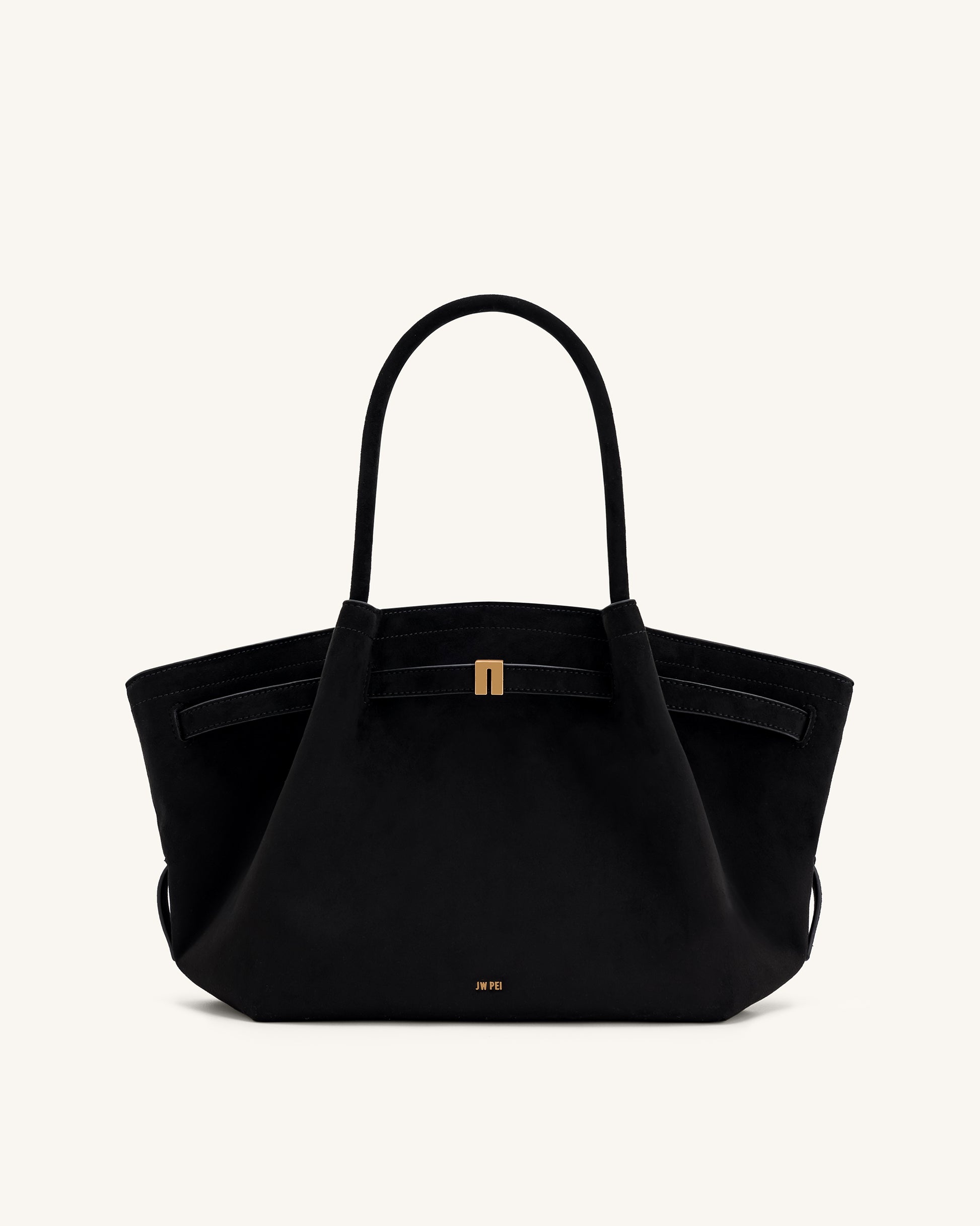 Hana Medium Faux Suede Tote Bag - Black - JW PEI