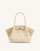 Hana Medium Faux Suede Tote Bag - Off White