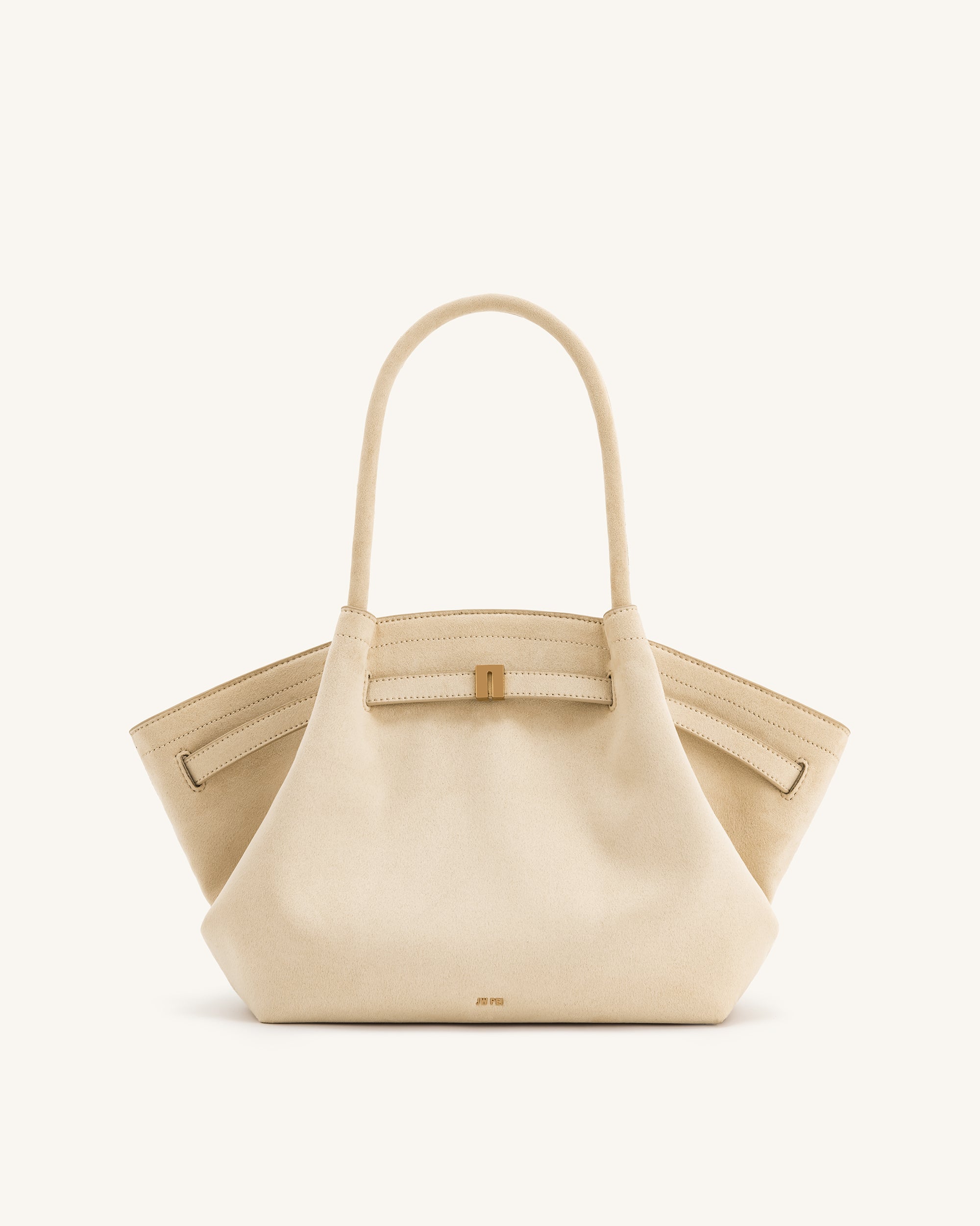 Hana Medium Faux Suede Tote Bag - Off White