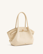 Hana Medium Faux Suede Tote Bag - Off White