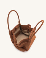 Hana Medium Faux Suede Tote Bag - Brown