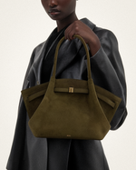 Hana Medium Faux Suede Tote Bag - Dark Olive