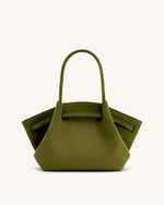 Hana Medium Faux Suede Tote Bag - Dark Olive