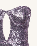 Brynlee Purple Sequinned Strapless Mini Dress - Purple
