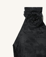 Uliana Black Floral Lace Halterneck Maxi Dress - Black