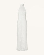 Uliana White Floral Lace Halterneck Maxi Dress - White