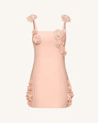 Elaina Pink Rosette Applique Mini Dress - Apricot