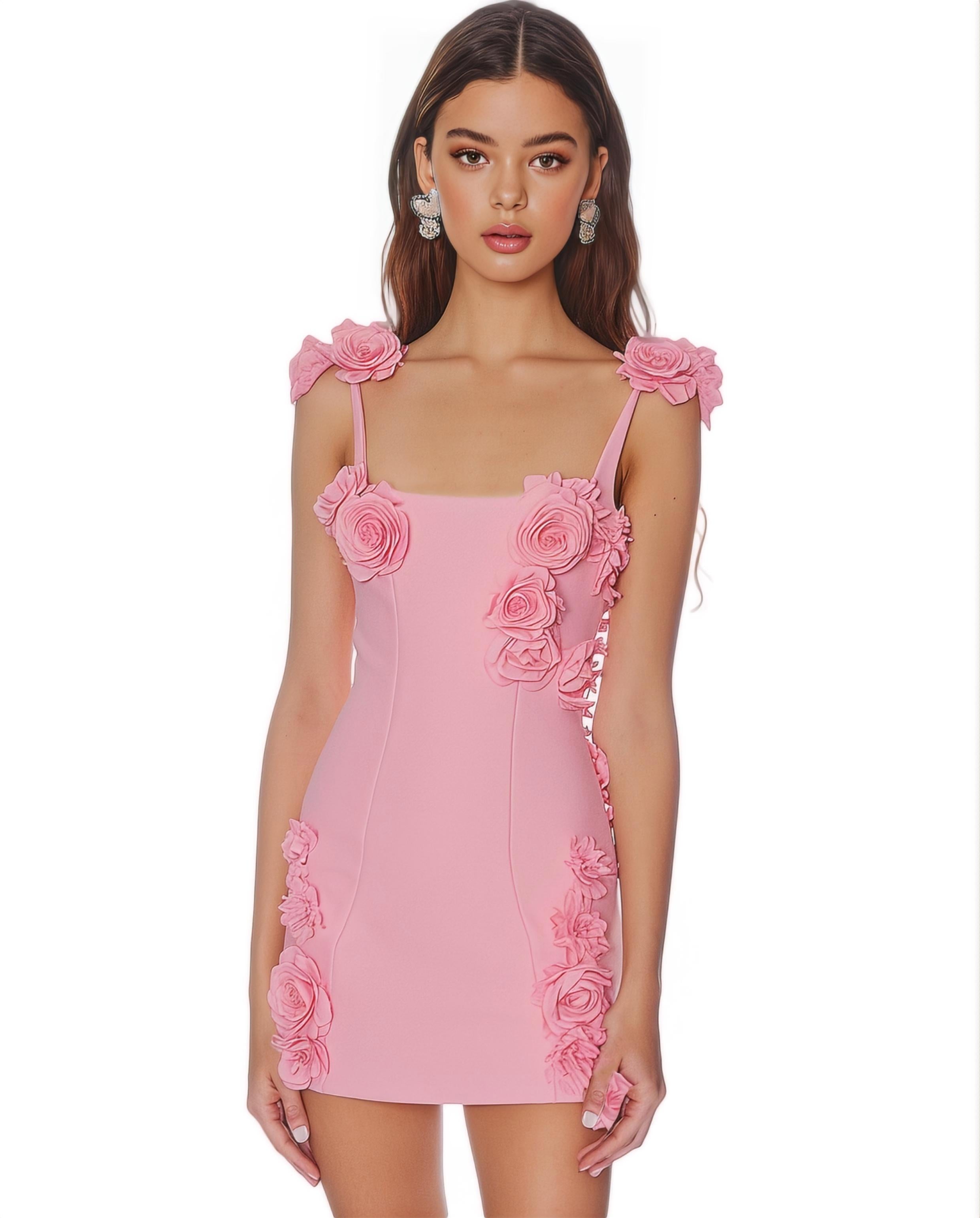 Light Pink Multi Heart Mesh Overlay Dress – Sabi Boutique