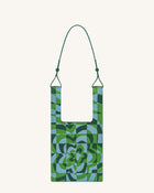 Shea Knitted Tote Bag - Dark Green & Green & Ice