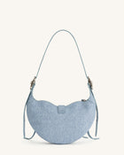 Tessa Denim Embossed Shoulder Bag - Blue