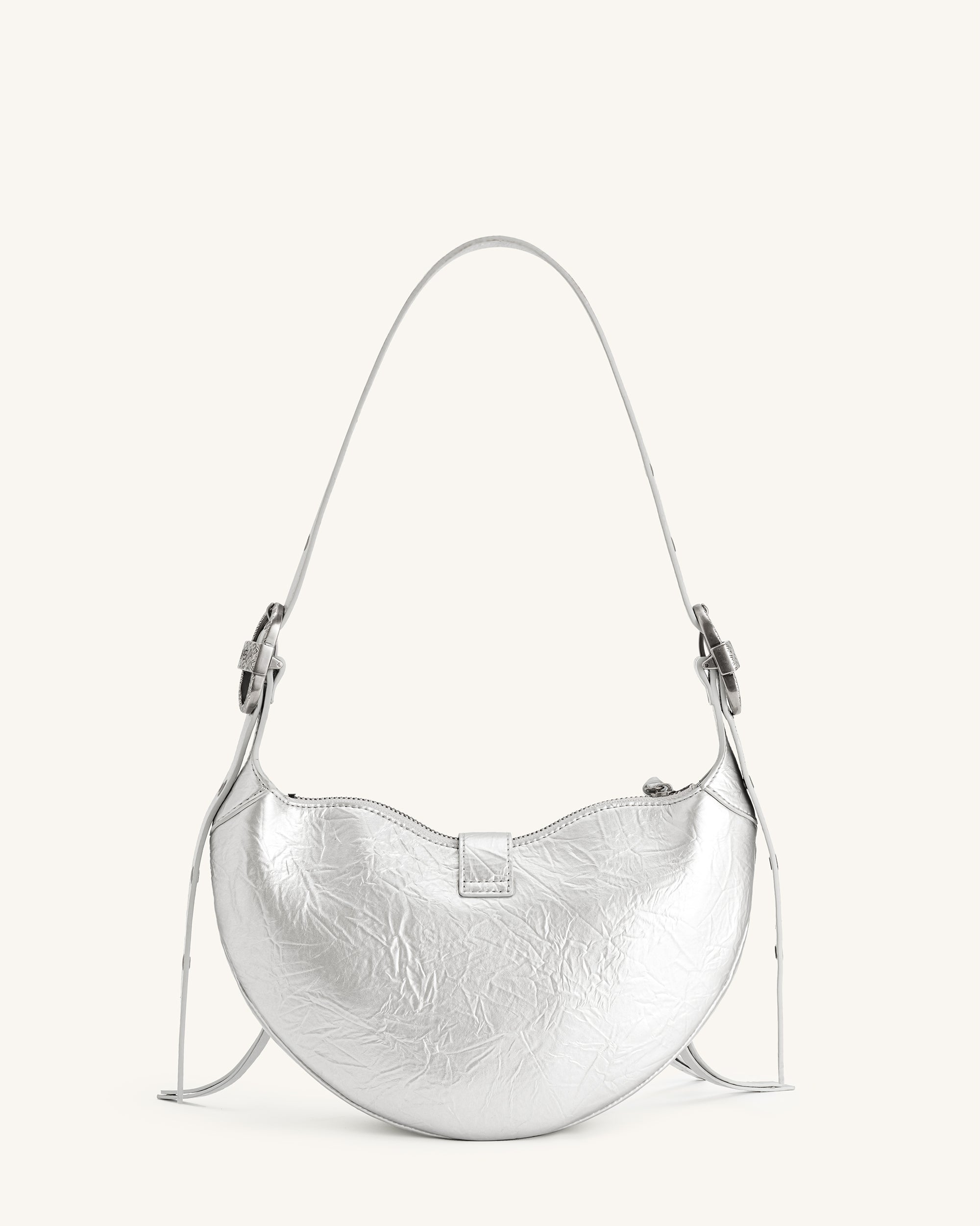 Tessa Metallic Pleating Shoulder Bag - Silver - JW PEI