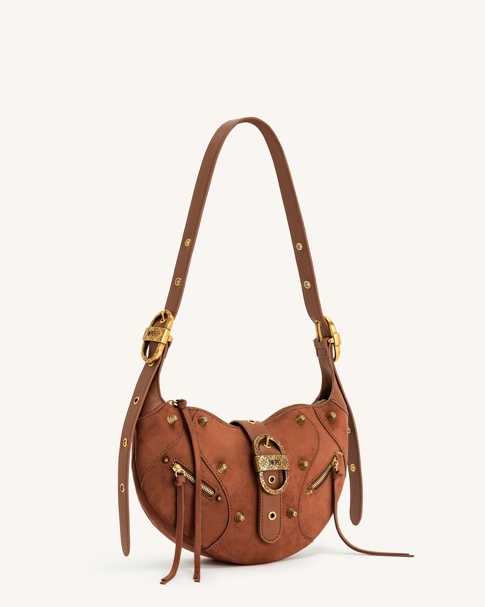 Tessa Suede Shoulder Bag - Dark Birch Brown