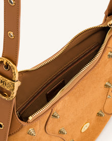 Tessa Suede Shoulder Bag - Camel