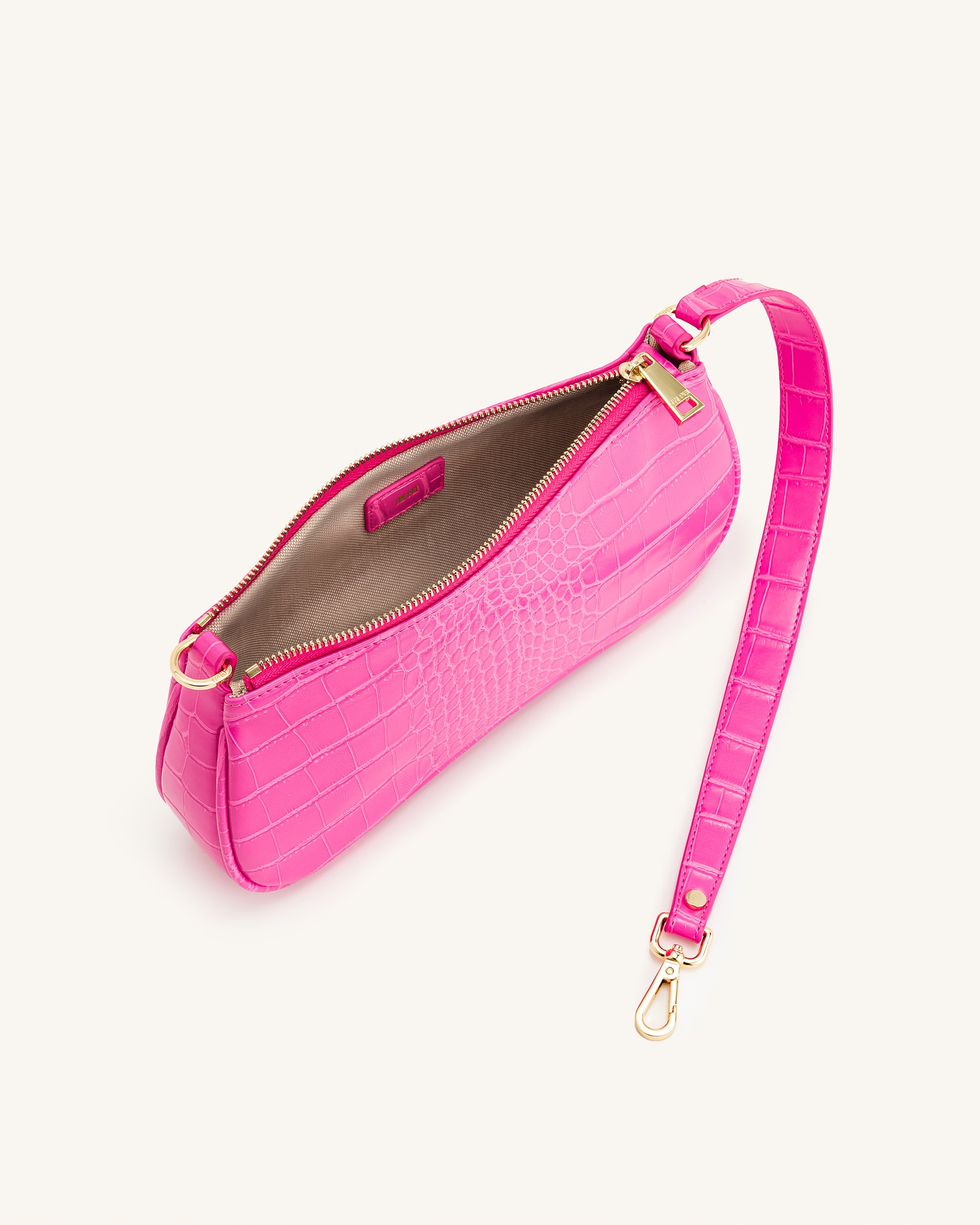 Eva Shoulder Handbag - Hot Pink Croc - JW PEI