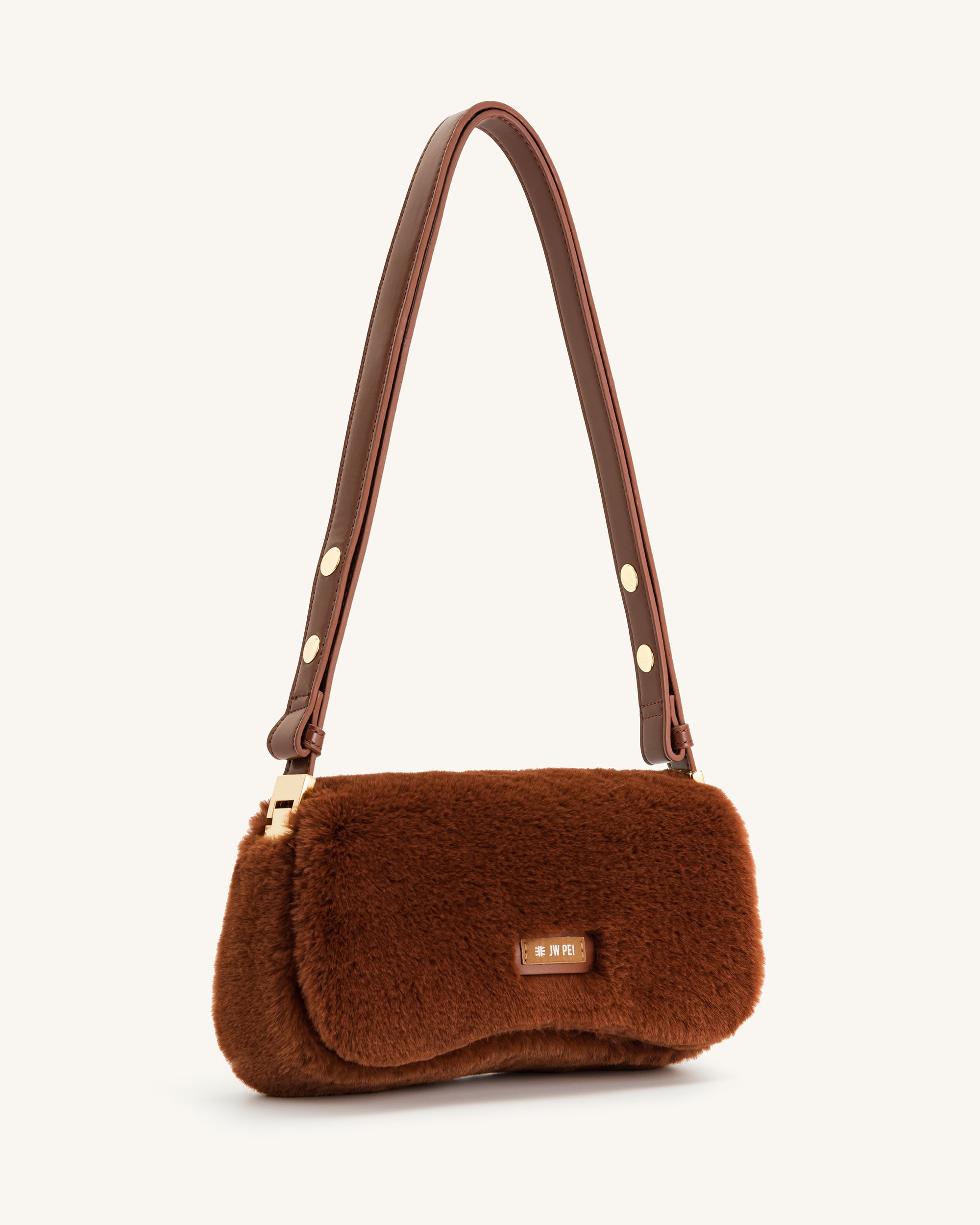 Joy Faux Fur Shoulder Bag - Caramel - JW PEI