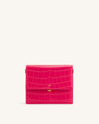 Mini Flap Crossbody - Magenta Croc