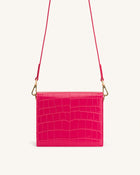 Mini Flap Crossbody - Magenta Croc