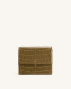 Mini Flap Crossbody - Dark Olive Croc