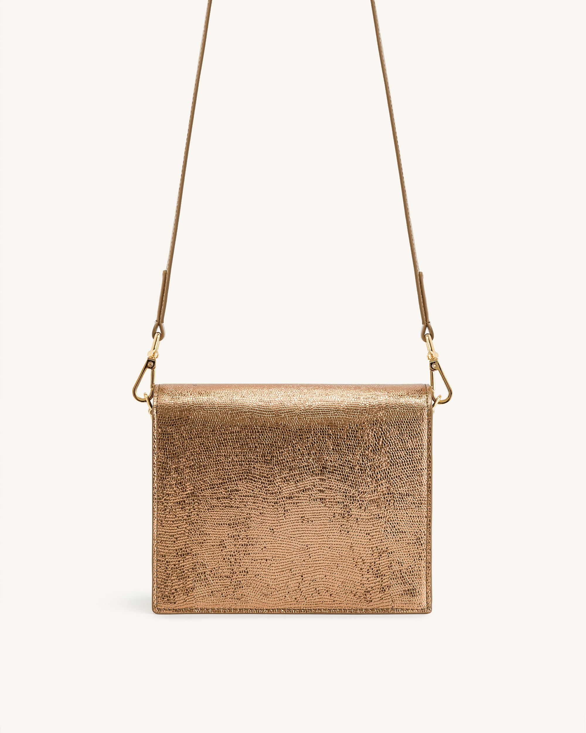 Mini Flap Metallic Crossbody - Ancient Gold Lizard