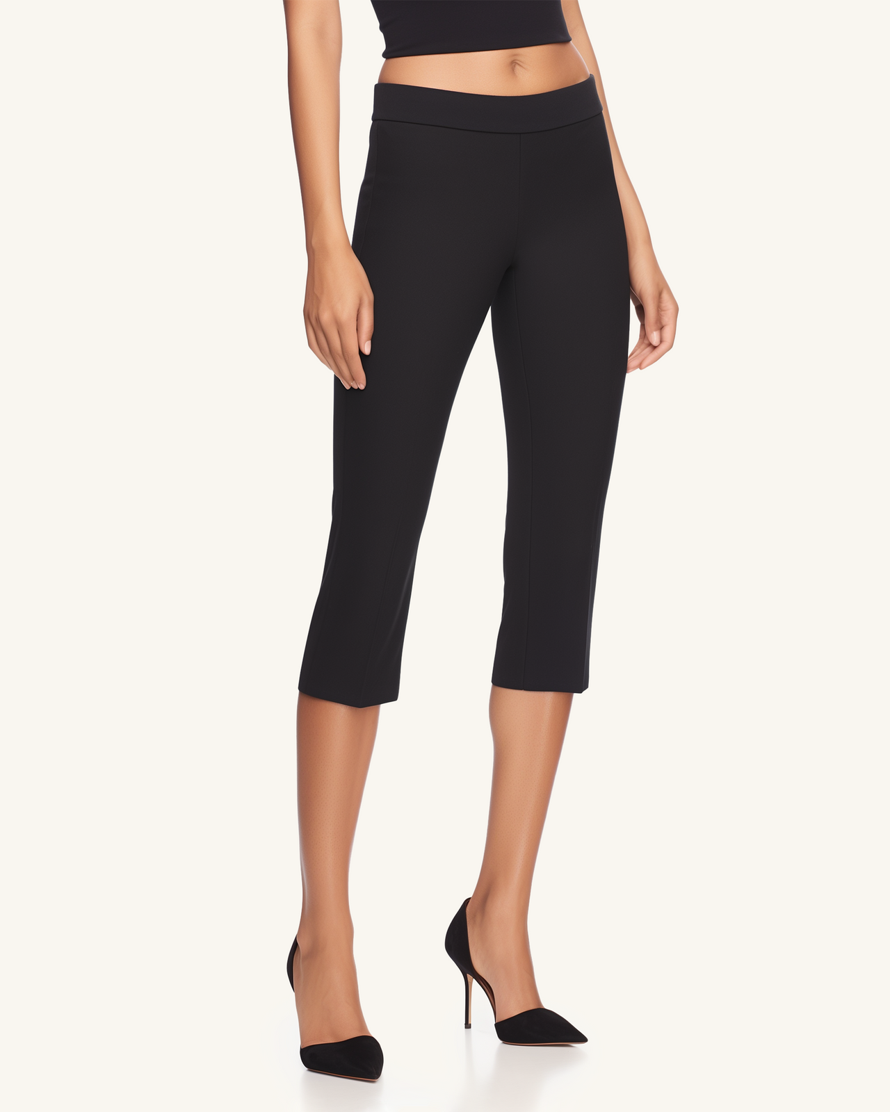 Ellie Cropped Capri Pants - Black