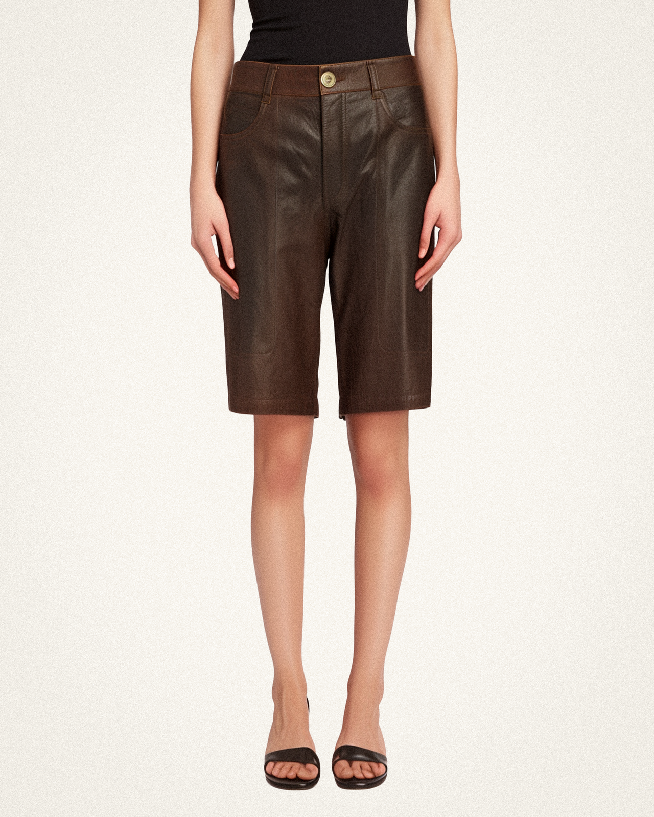 Bella Leather Capri Pants - Brown