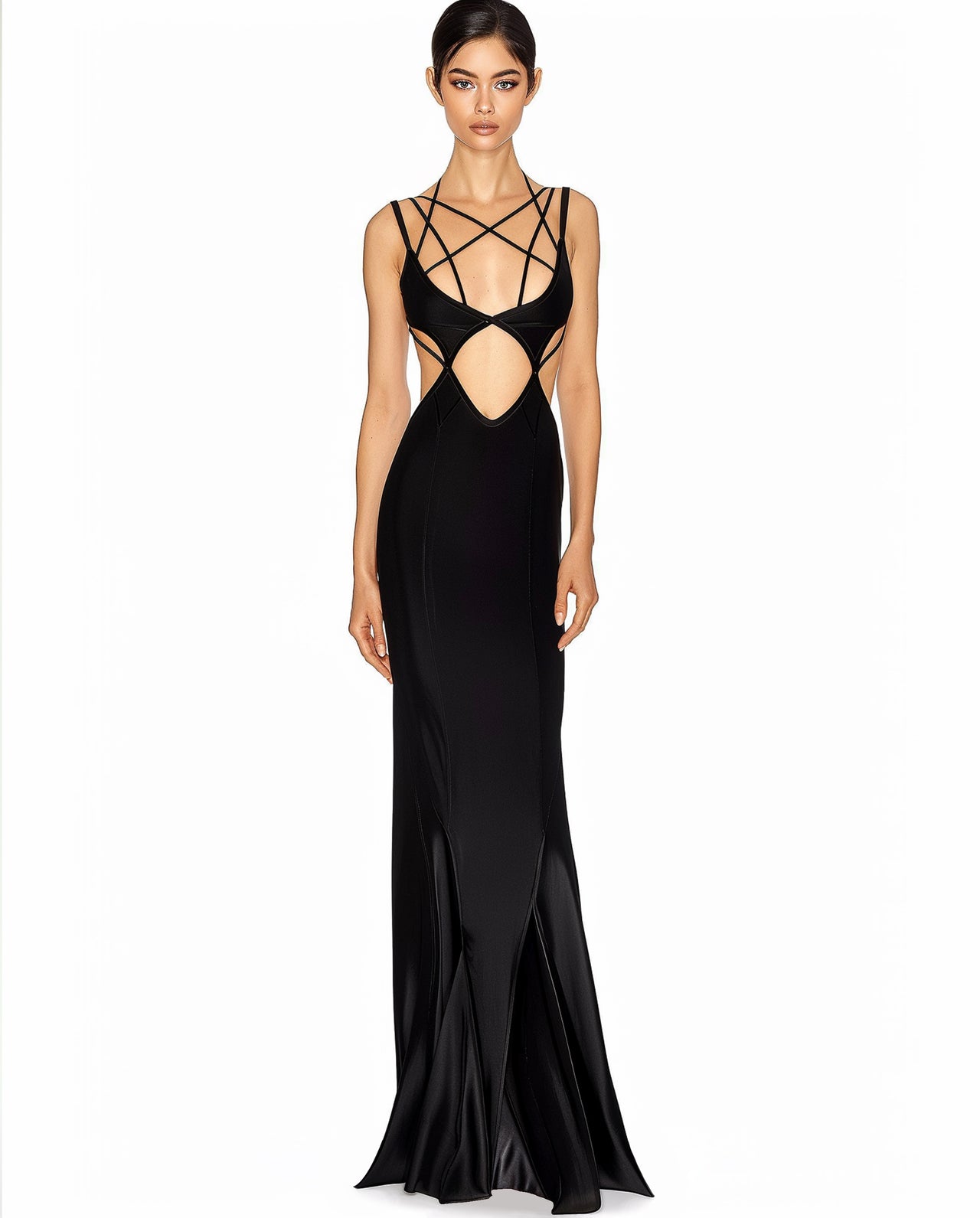 Strappy Cut-Out Maxi Dress - Black