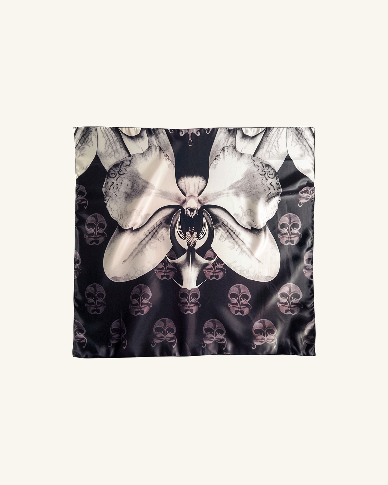 Sophia Gothic Orchid Print Square Scarf - Multicolor