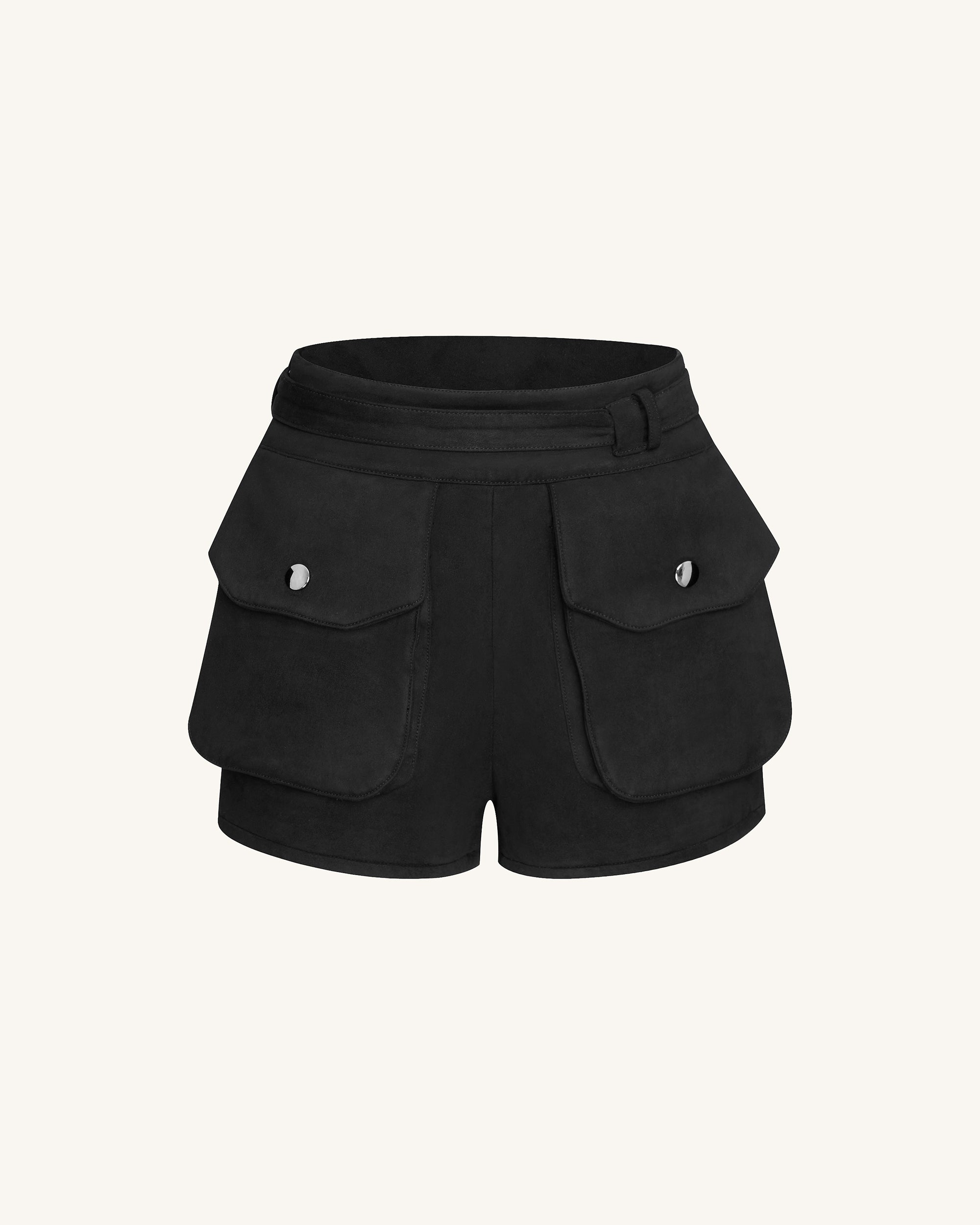 Abigail High-Waisted Utility Shorts - Black