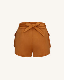 Abigail High-Waisted Utility Shorts - Brown