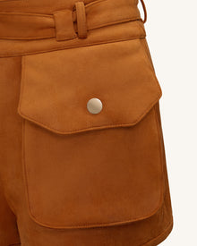 Abigail High-Waisted Utility Shorts - Brown