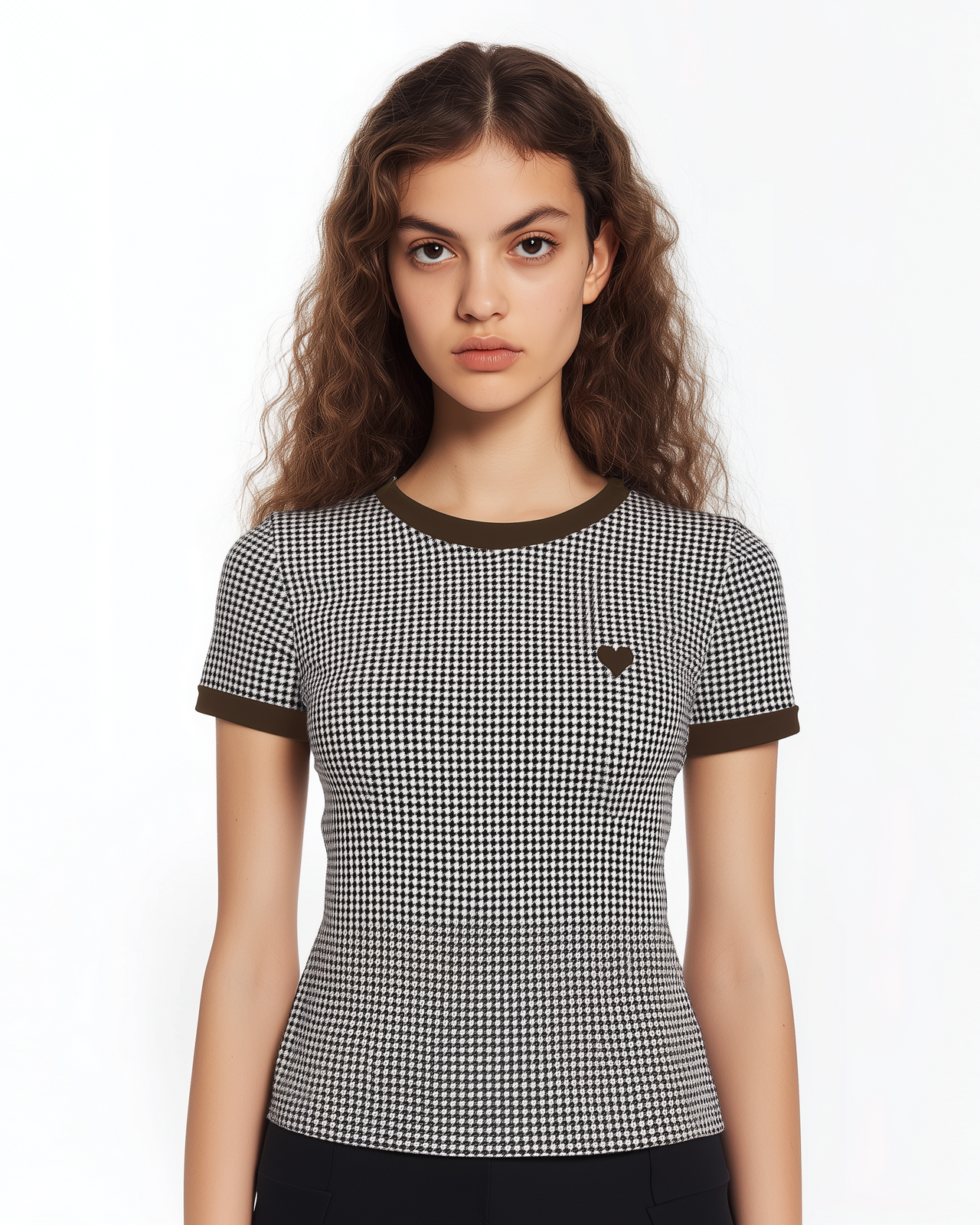 Avery Houndstooth Short-Sleeve T-shirt - Black/White