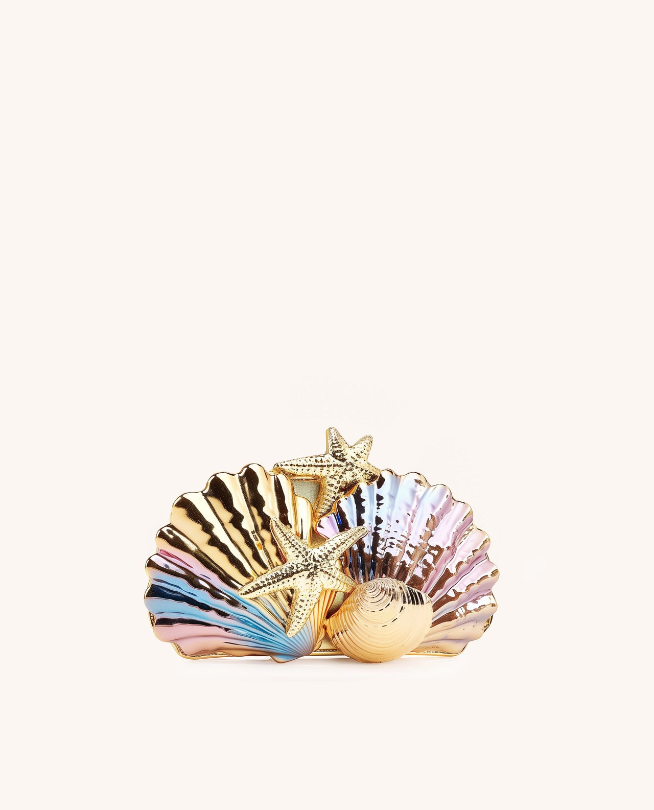 Sophia Iridescent Shell Clutch with Starfish - Multicolor