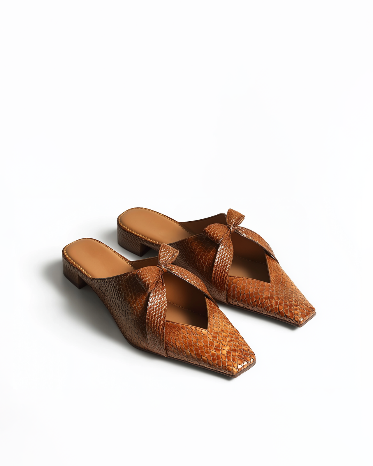 Julia Square toe Mules - Brown