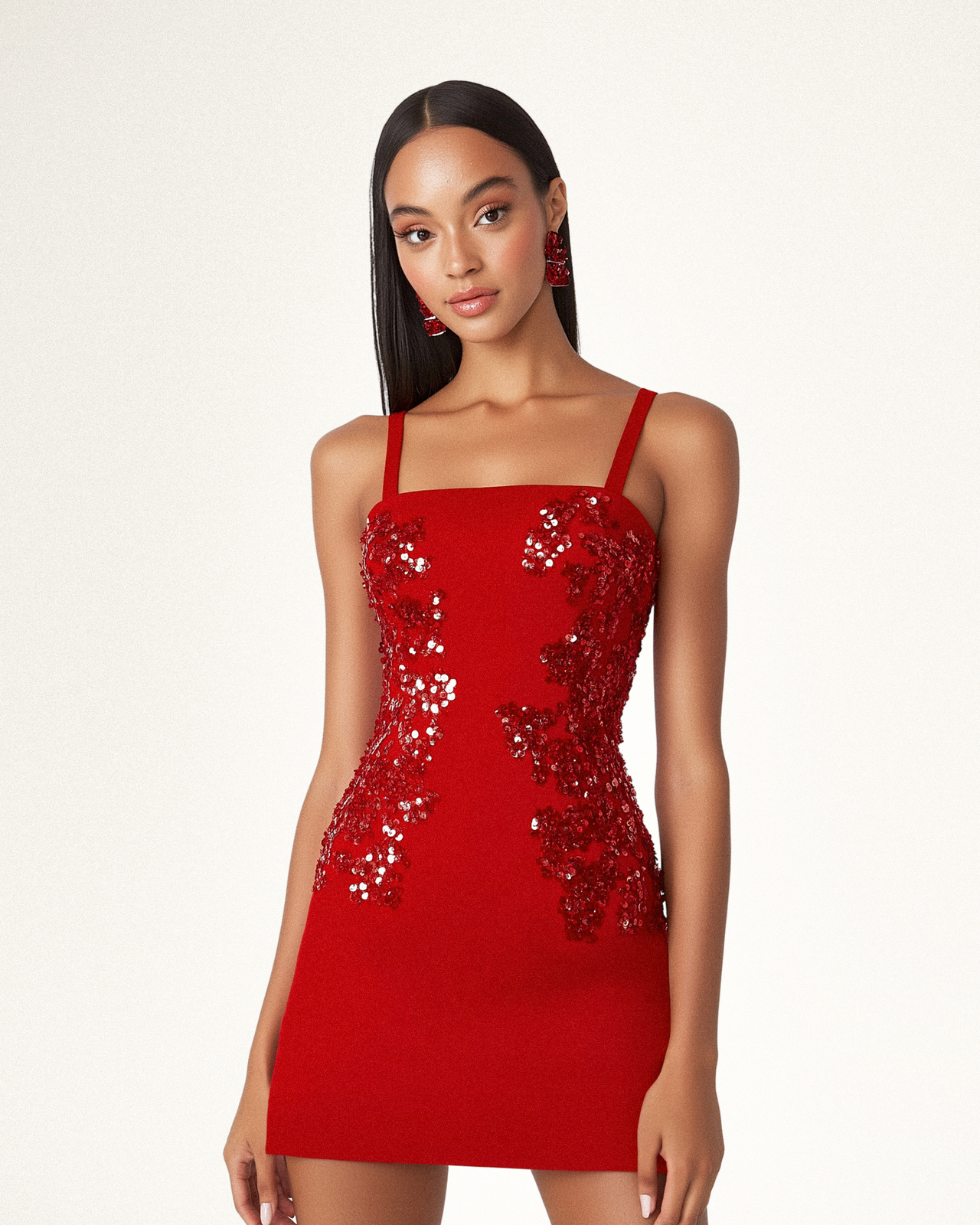 Addison Sequined Mini Dress - Red