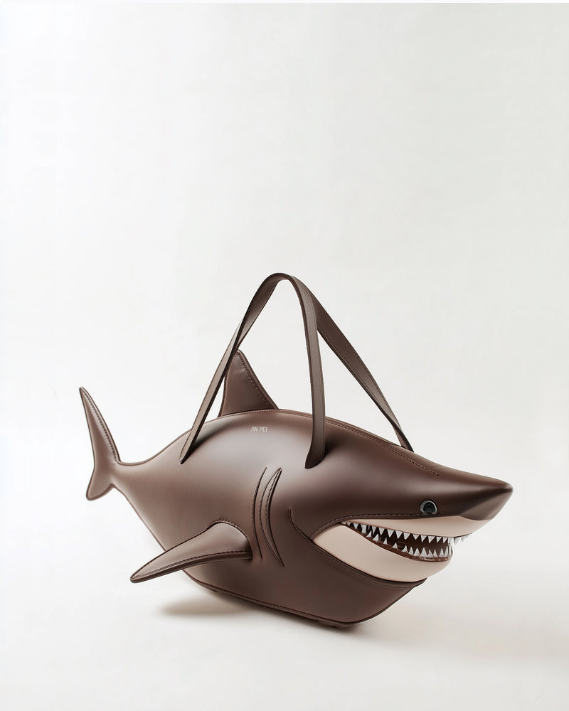 Sophia Shark-Shaped Tote Bag - Brown