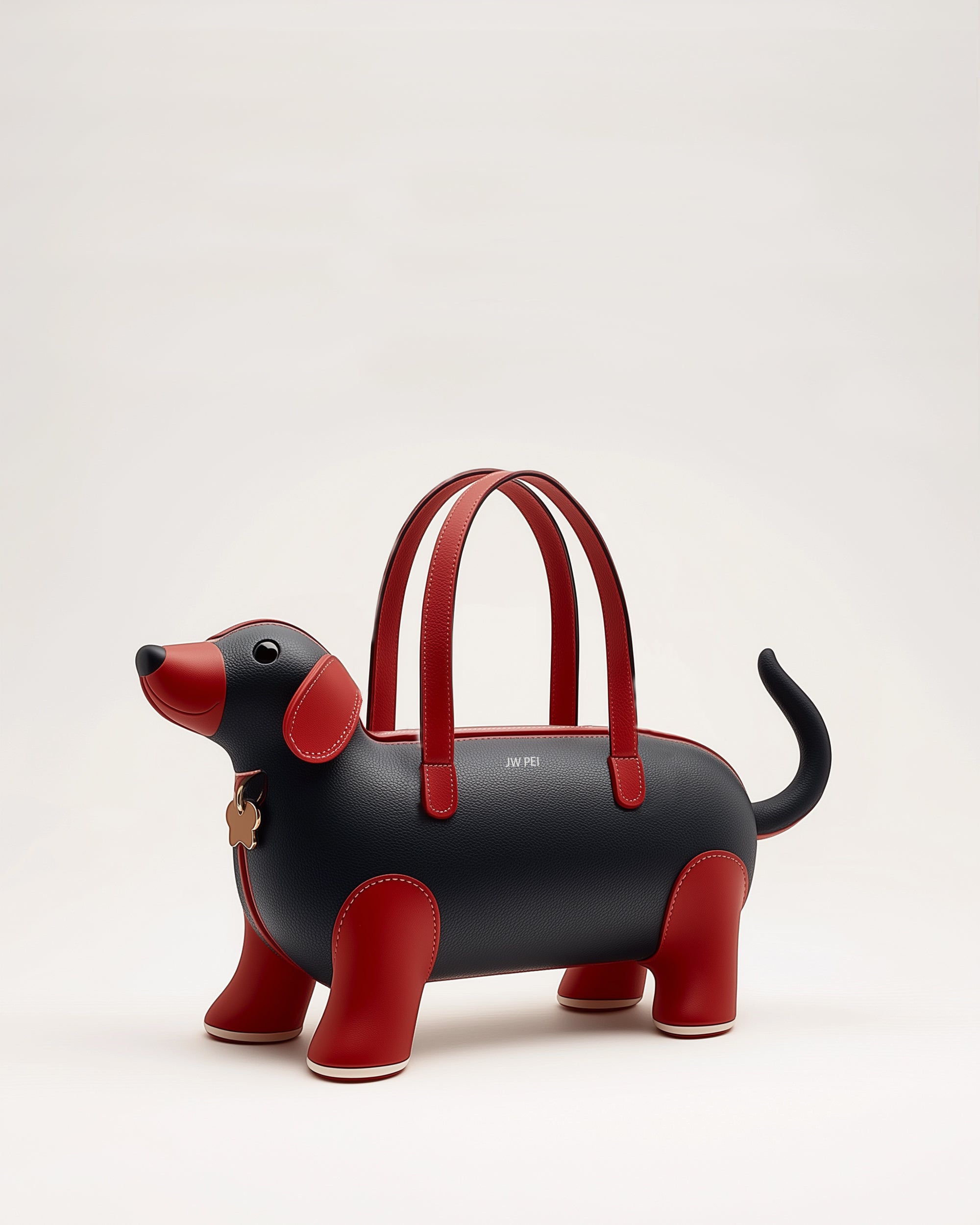 Claire Dachshund Bag - Black/Red