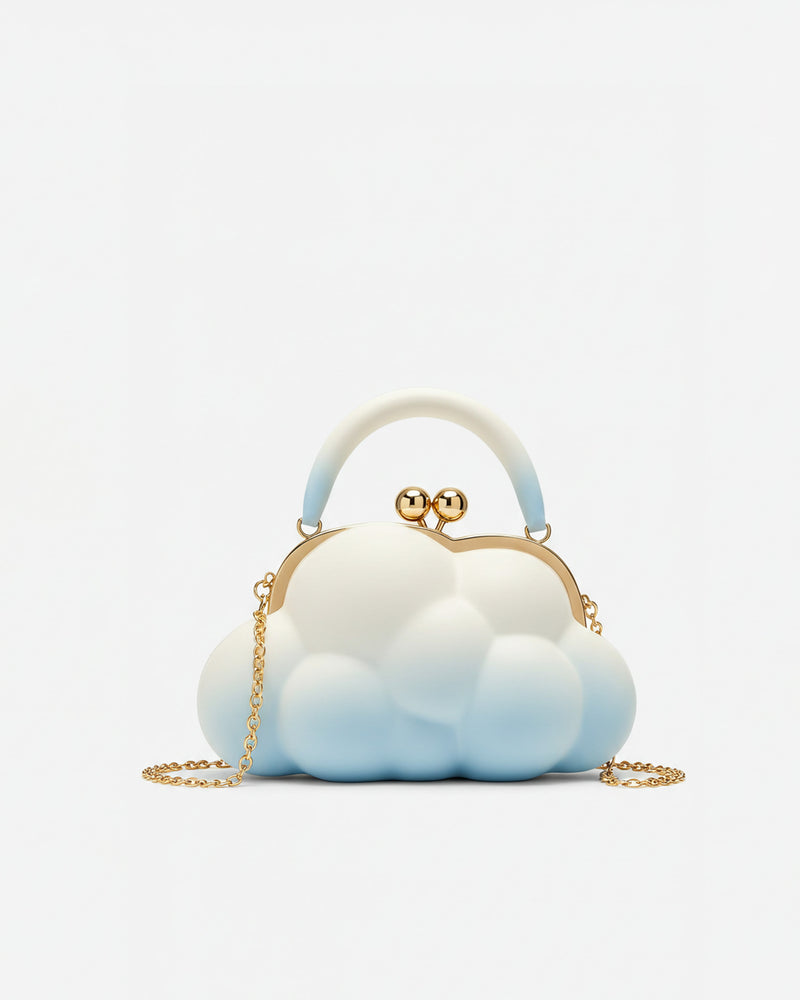 Raelynn Cloud-Shaped Clasp Handbag - White/Blue