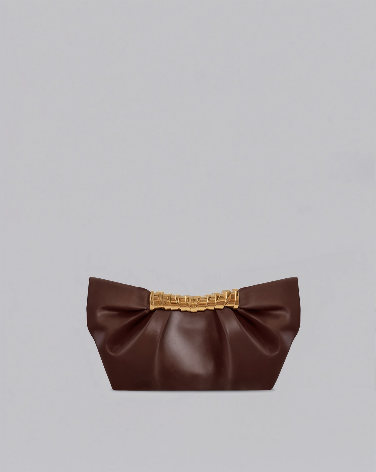 Aurora Clutch with Gold Accent - Brown